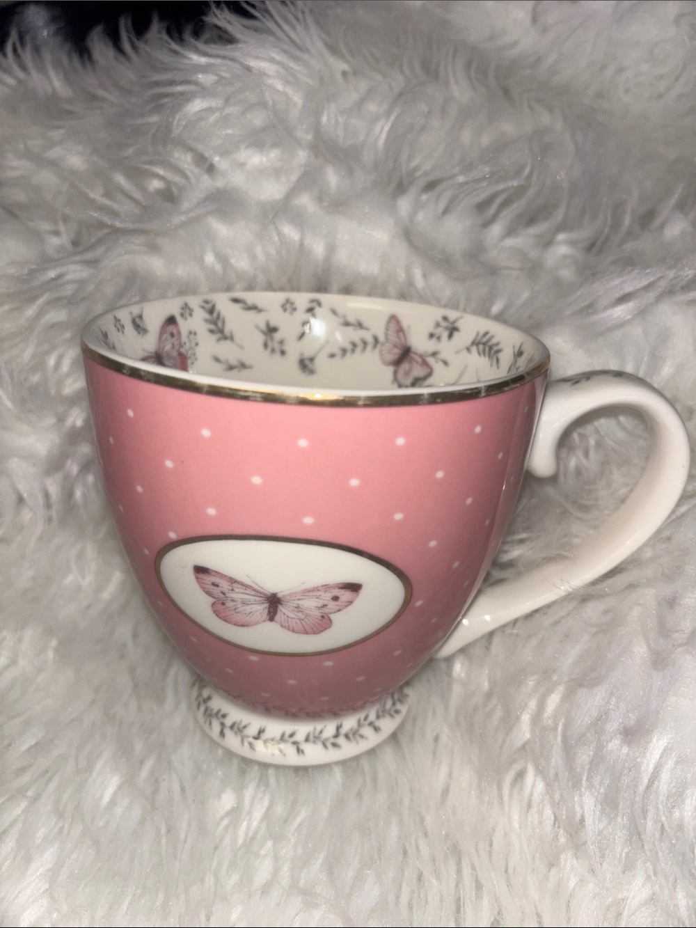 The English Mug Coffee Tea Dainty Feminine Pink Butterflies Floral 12oz